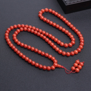 8.5mm沙丁朱红珊瑚108佛珠