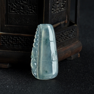 糯冰种飘花翡翠节节高吊坠