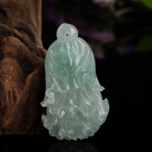 糯种翡翠百财吊坠