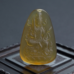 棕珀文殊菩萨吊坠