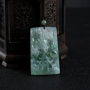 糯冰种飘花翡翠辰龙吊坠