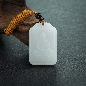 山料和田羊脂白玉大日如来吊坠