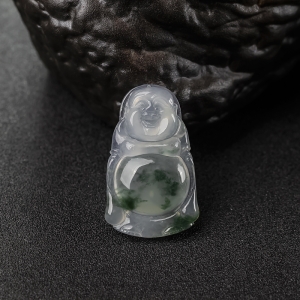 冰种飘花翡翠佛吊坠