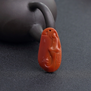 俏色南红悟道吊坠