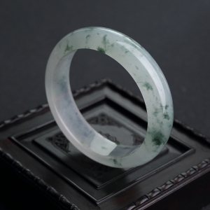 59mm糯冰种飘花翡翠平安镯