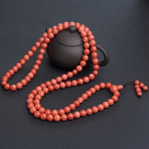9.5mmMOMO橘红珊瑚108佛珠