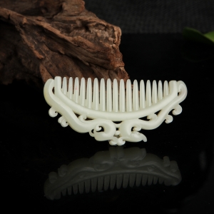 籽料和田白玉梳子