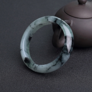 57mm糯种飘花翡翠平安镯