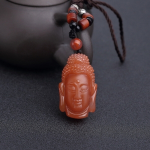 樱桃红南红佛头吊坠