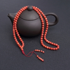 5mmMOMO橘红珊瑚108佛珠