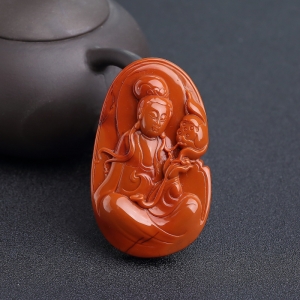 柿子红南红观音吊坠