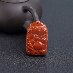 柿子红南红蝶恋花吊坠