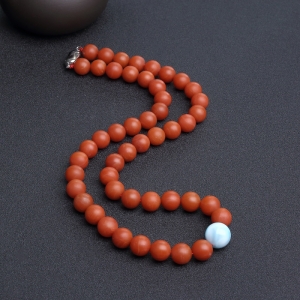 11mm柿子红南红项链/手串套装