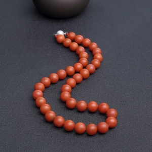 11.5mm柿子红南红项链
