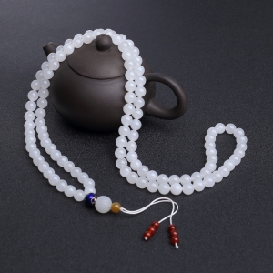 8mm山料和田白玉108佛珠