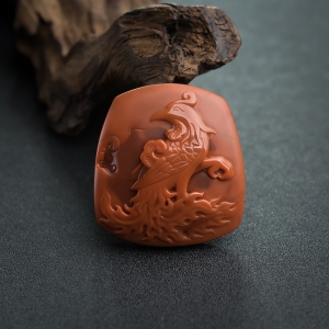 柿子红南红凤凰吊坠