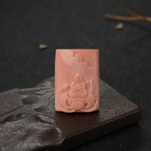 MOMO粉色珊瑚花开见佛吊坠