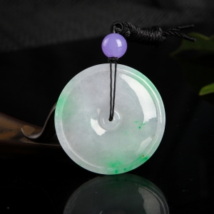 糯种飘翠翡翠平安扣吊坠