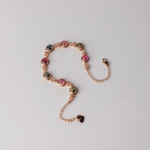 18K金镶钻彩虹碧玺手链