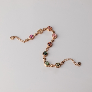 18K金镶钻彩虹碧玺手链