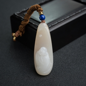 籽料和田白玉弥勒佛吊坠