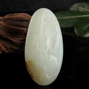 籽料和田青白玉一念之间吊坠