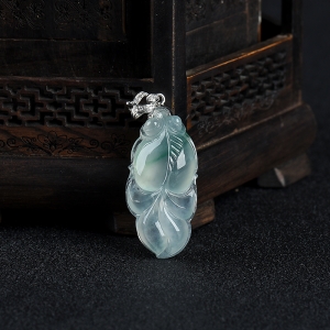 糯冰种飘花翡翠金玉满堂吊坠