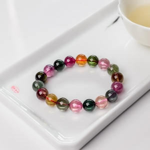 10mm彩虹碧玺单圈手串