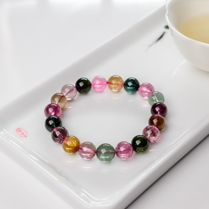 10mm彩虹碧玺单圈手串