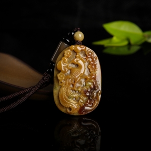 糯种黄翡凤凰吊坠