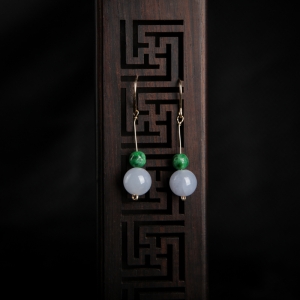 14K糯种翡翠福禄耳坠