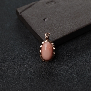 18K金镶钻MISU粉红珊瑚吊坠