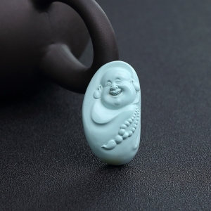 中高瓷浅蓝绿松石佛吊坠