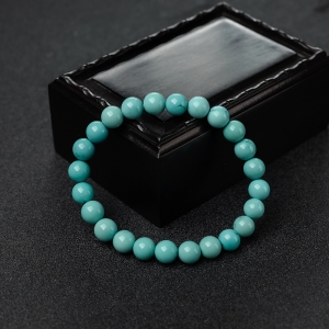 7.5mm高瓷铁线蓝绿绿松石单圈手串