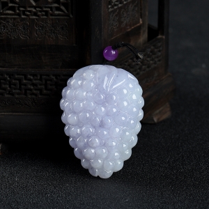 豆种浅紫翡翠多子多福吊坠