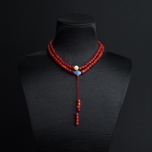 阿卡深红珊瑚桶珠项链
