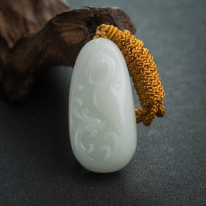 山料和田白玉龙凤呈祥吊坠