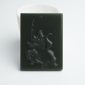 山料和田青玉关公吊坠