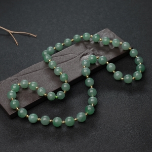 11.5mm糯种苹果绿翡翠项链