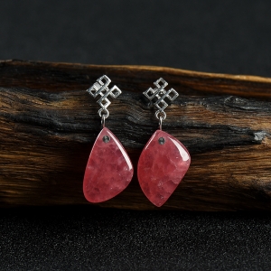 925银红纹石随形耳坠