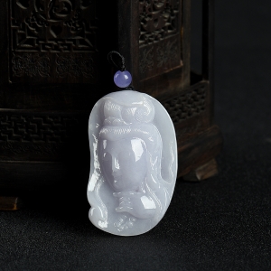 糯种浅紫翡翠观音吊坠