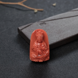 MOMO橘红珊瑚观音吊坠