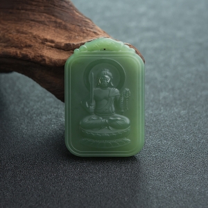 山料和田碧玉不动明王菩萨吊坠