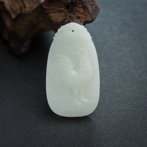 山料和田白玉金鸡报晓吊坠