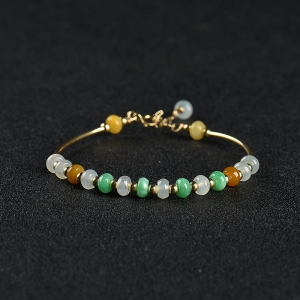 14k糯种翡翠算盘珠手链