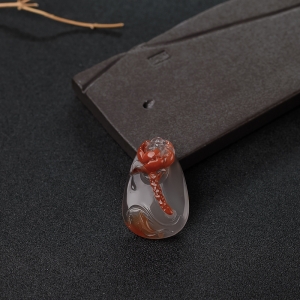 冰飘料南红连年有余吊坠