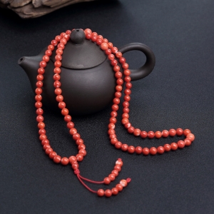 5.5mmMOMO橘红珊瑚108佛珠