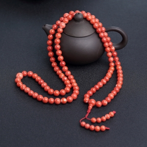 7.5mmMOMO橘红珊瑚108佛珠
