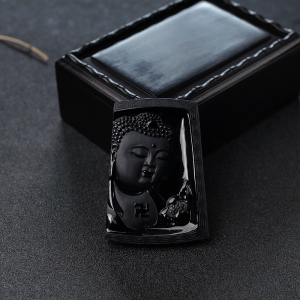 糯冰种墨翠大日如来吊坠