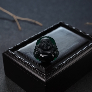 糯冰种墨翠佛吊坠